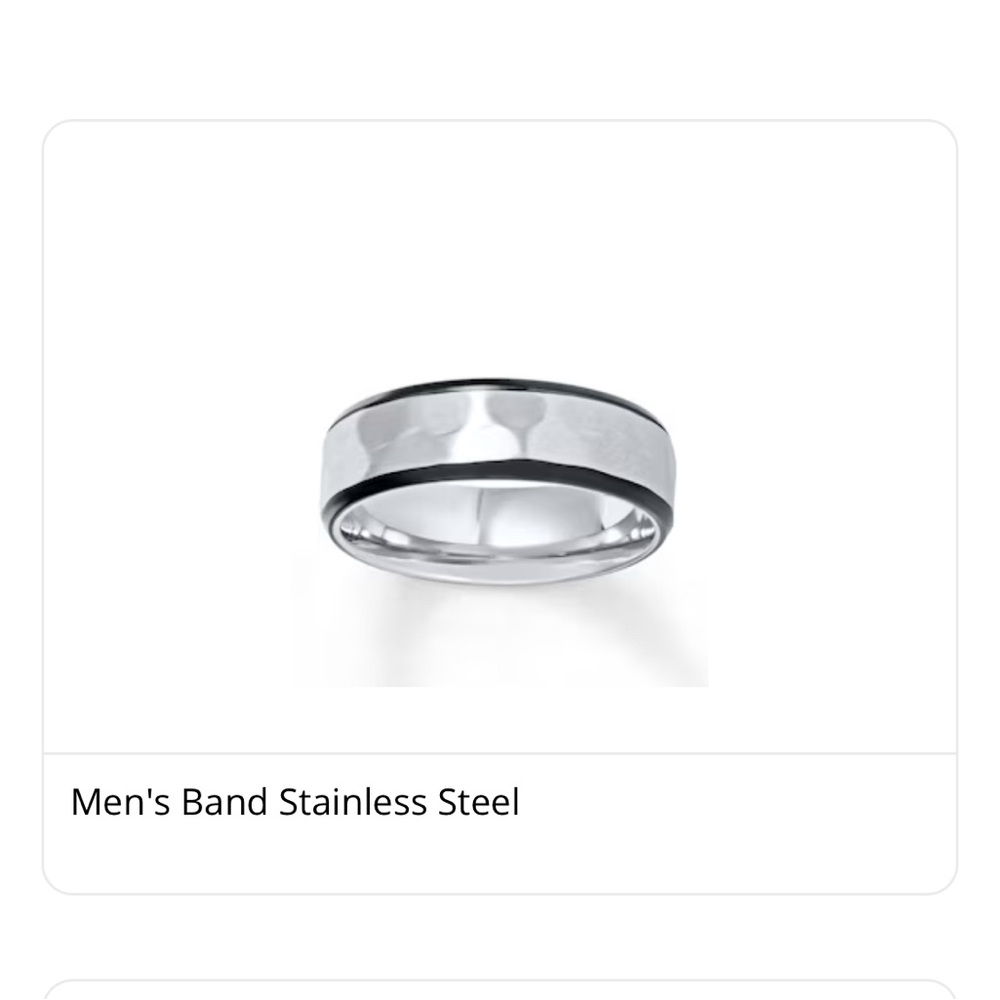 Stainless Steel Black Outline Silver Inside With Detail Wedding Band Mens Sz 12